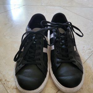 Lacoste black and white tennis shoes